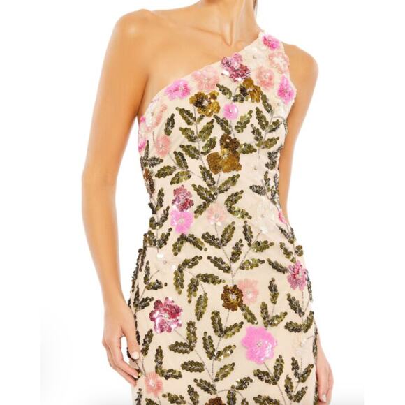 Mac Duggal 10903 One Shoulder Floral Sequin Dress 4 - Picture 3 of 10